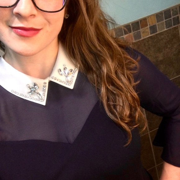 Faith and Joy Jewel Collared Bell Sleeve Blouse - Picture 4 of 13